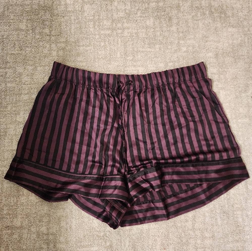 Victoria's Secret Black and Purple Striped Sleep Shorts